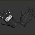 Grey Protective Gloves 3D Model With Reflective Silver Details And Design