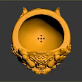 Golden Lion Shaped Vase With Intricate Carved Decorations And Shiny Surface