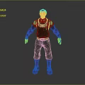 Red Headed Sci Fi Character Wearing Green Black Costume 3D Model Design