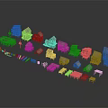 Miniature Rural Landscape With Wooden Small House Models Arranged On Gray Background