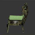Vintage Green Chair With Ornate Wooden Frame Tufted Upholstery And Armrests