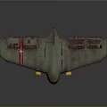 Vintage Military Aircraft 3D Model With Shark Mouth Design Red Tail Emblem And Four Engines