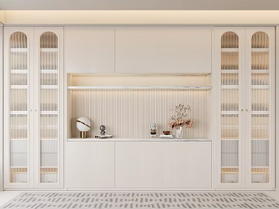 Modern White Bookcase With Glass Doors LED Lighting And Decorative Display Shelves 3d model