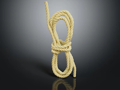 Beige Twisted Rope In Knotted Coiled Shape On Dark Background 3d model