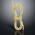 Beige Twisted Rope In Knotted Coiled Shape On Dark Background