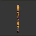 Fantasy Weapon with Purple and Gold Moon Shaped Top and Decorative Long Handle Design