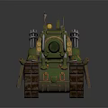Green Heavy Military Tank Weapon With Tracks Multiple Cannons Mechanical Design