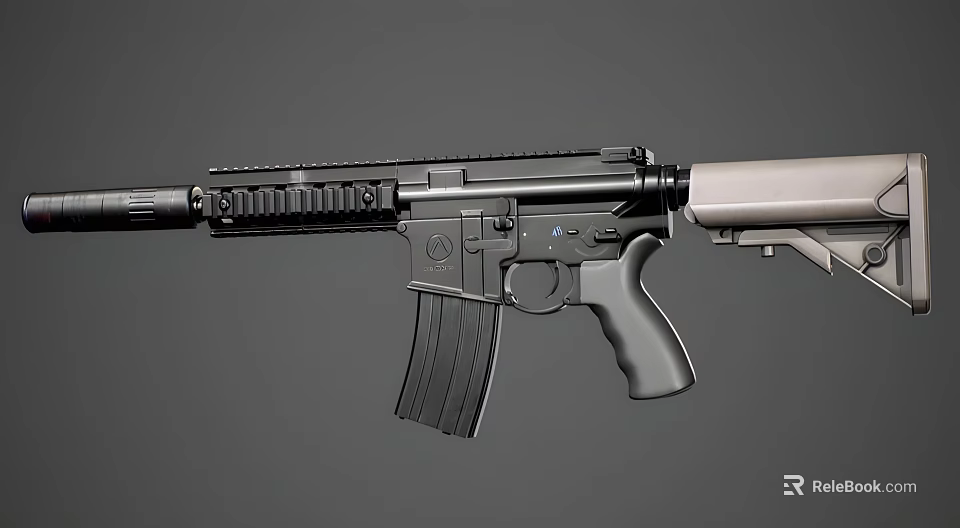 Modern Tactical Rifle Design With Black Handguard Magazine Silver Stock And Rail 3d model