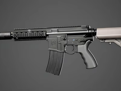 Modern Tactical Rifle Design With Black Handguard Magazine Silver Stock And Rail 3d model