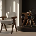 Modern Wooden Dining Chairs With Gray Black Upholstered Seats And Armrests In Interior