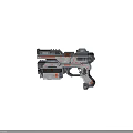 Futuristic Sci Fi Gun With Gray Orange Accents Mechanical Parts Barrel And Grip Design