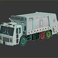 Modern White Garbage Truck With Three Axles And Reflected Surface 3d model