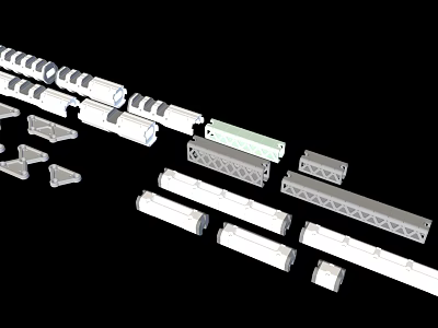 Industrial Equipment Metal Structural Parts Including Pipes Frames Brackets And Mechanical Components 3d model