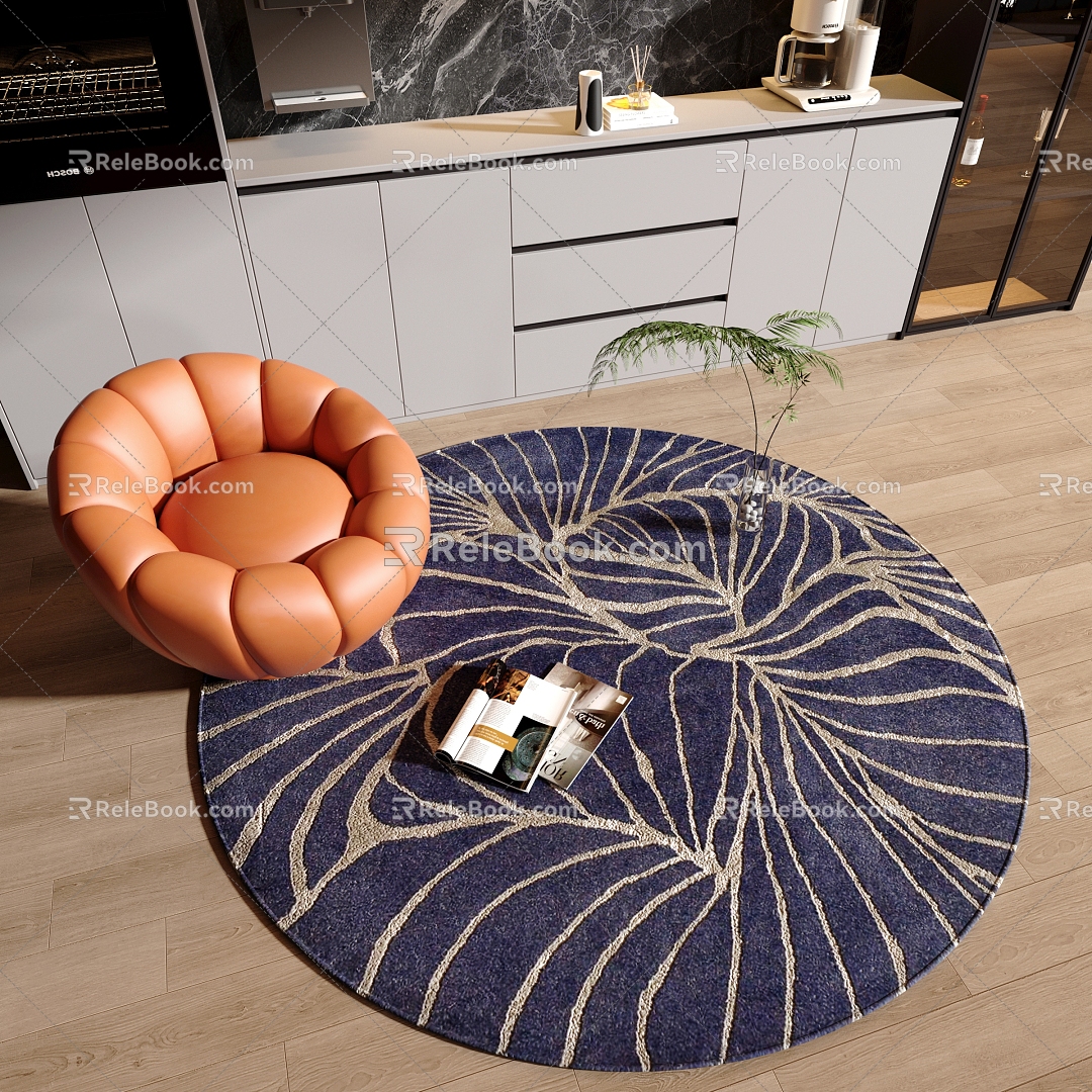 Lazy Sofa Round Carpet 3d model