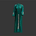 Green Traditional Embroidered Dress With Long Sleeves And Intricate Patterns On Hem