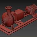 Industrial Blue Centrifugal Pump with Electric Motor Mounted on Metal Base