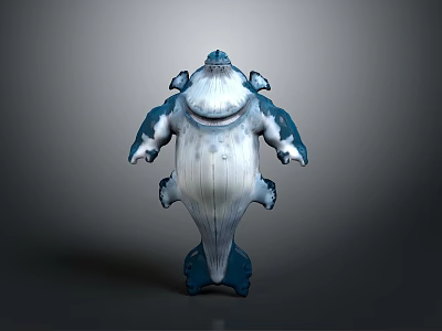 Aquatic Animal With Blue And White Color Round Body Shape And Fins Details 3d model