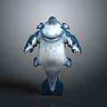 Aquatic Animal With Blue And White Color Round Body Shape And Fins Details