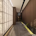 Oriental Style Clubhouse Interior Design With Water Pond Stones Wooden Screens And Carved Ceiling