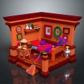 Cartoon Bedroom Cartoon Room Game Bedroom Children Bedroom Bedroom Creative Bedroom Animation Bedroom 3d model