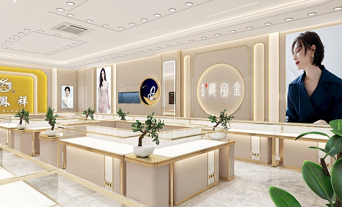 Light Luxury Laofengxiang Jewelry Store Laofengxiang 3d model