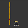 Yellow Industrial Equipment Q-10 Label with Metal Base and Support Pole