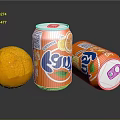 Fanta Orange Soda Cans With Fresh Orange Fruit On Black Surface