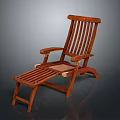 Natural Wooden Reclining Lounge Chair With Armrests And Footrest Design