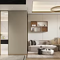 Elegant Modern Apartment Interior With Sofa Bed Built in Bookshelves And City View Window