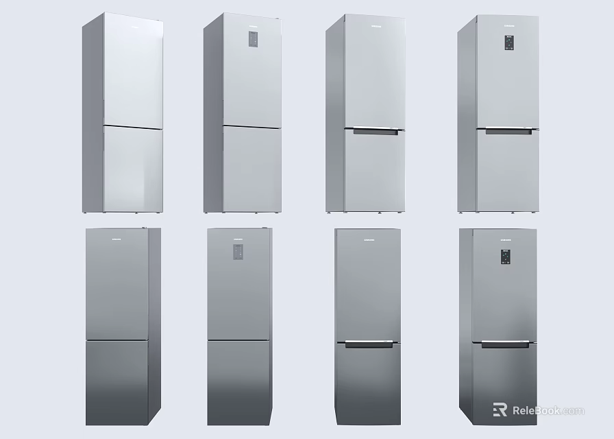Refrigerator Freezers Multiple Stainless Steel Models In Modern Upright Design 3d model 
