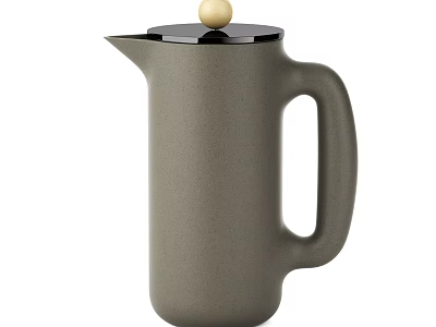Modern Grey Thermos Flask With Black Lid And Wooden Knob Minimalist Design For Daily Use 3d model