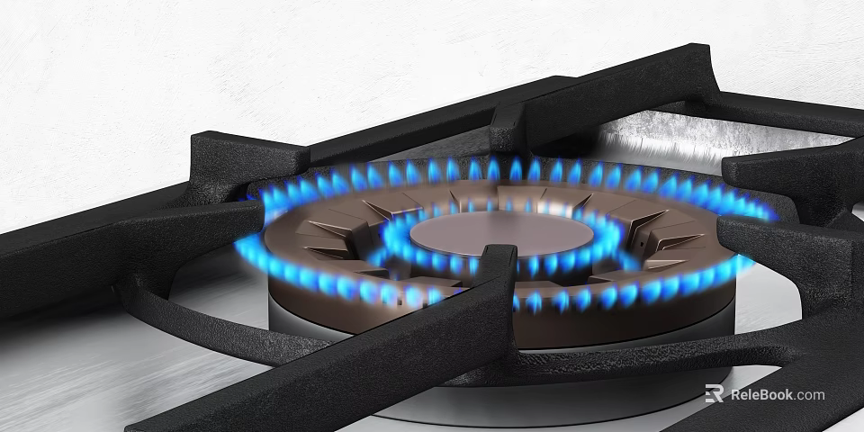 Efficient Gas Stove With Blue Flame Burning As Modern Kitchen Appliance 3d model 