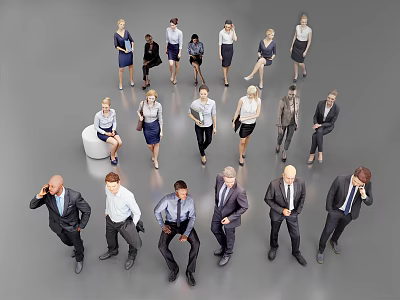 Modern workers, urban white-collar leaders. 3d model
