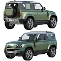 Green SUV Exterior Design With Silver Wheels Rear Spare Tire And Front Headlights