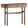 Modern Walnut Console Table With Curved Top Single Drawer And Slim Legs 3d model