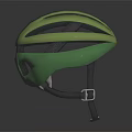 Green And Black Striped Cycling Helmet With Ventilated Structure And Sleek Design