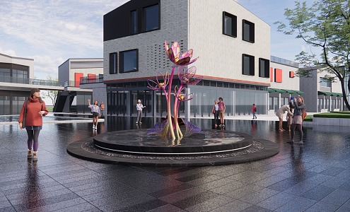 Commercial Street Waterscape Petal Sculpture 3d model