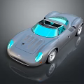Sleek Modern Silver Sports Car With Blue Headlights And Transparent Roof