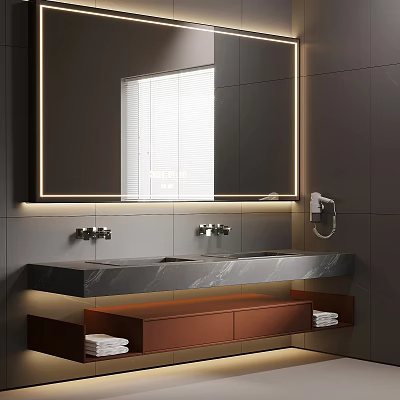 Modern Bathroom Cabinet With Floating Design Integrated Mirror And Storage Shelves 3d model