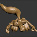 Golden Cartoon Animal Sculpture Standing With Exaggerated Expression Metallic Finish