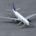 White Passenger Plane With Blue Red Tail And Boarding Stairs On Ground