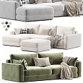 Modern Minimalist Fabric Double Seater Sofa With Soft Pillows Throw Blankets And Various Color Choices