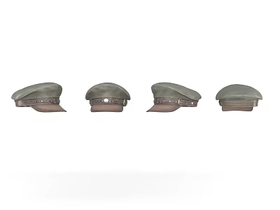 Stylish Green Hats with Leather Trim Arranged in a Row 3d model