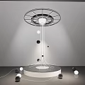 Interactive Zone With Modern Circular Metal Structure Hanging Black White Spheres 3d model