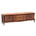 Classic Wooden TV Stand With Drawers Metal Accents And Decorative Legs