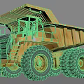 Large Golden Yellow Mining Dump Truck With Massive Tires And Reinforced Cab