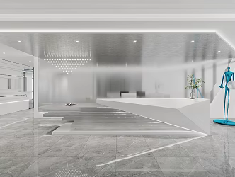 Modern Front Office Front Desk 3d model