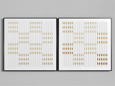 Modern Geometric Decorative Wall Art With White Background Gold Patterns And Black Frames 3d model