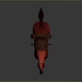 Detailed Red Horse Model With Brown Saddle Standing On Dark Background