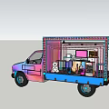 Colorful Open Bed Truck With Computer Toys And Storage Boxes Inside